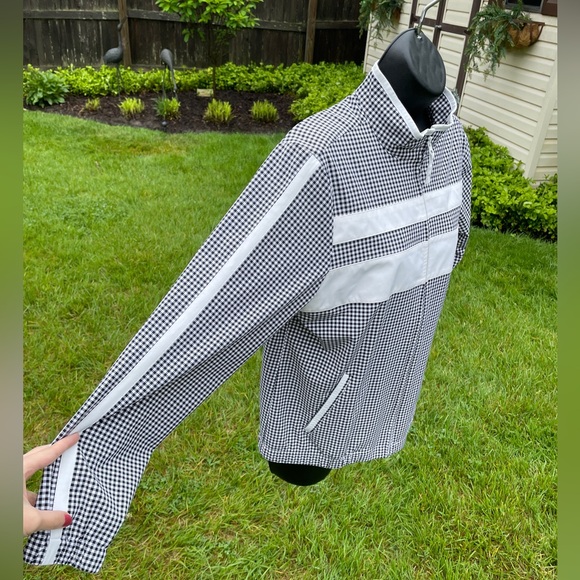 Talbots women's sport jacket windbreaker gingham striped MEDIUM athleisure zipup - Picture 7 of 15